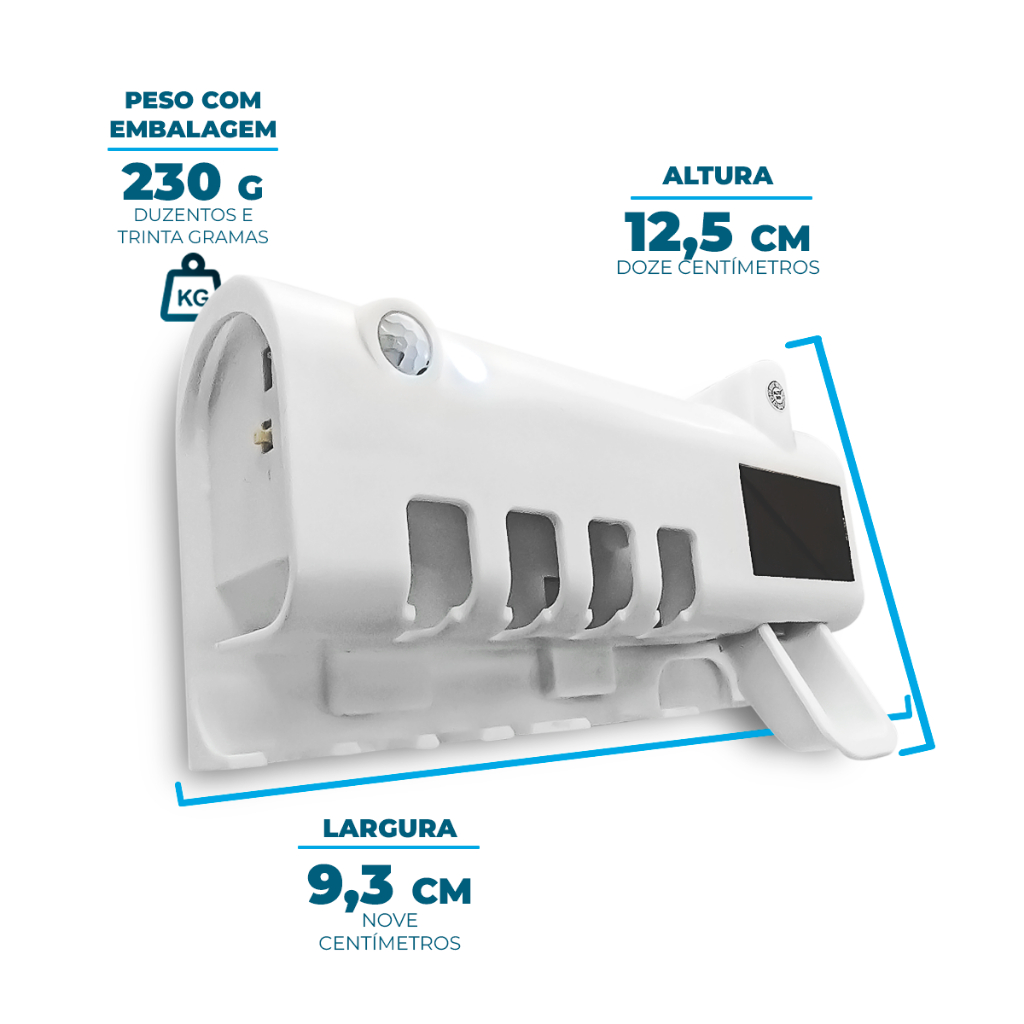 Suporte Dispenser de Escova e Pasta de Dentes Com Esterilizador UV Automático