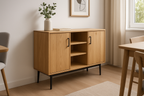 Aparador 2 Portas Madeira Natural Seção Aberta 120cm