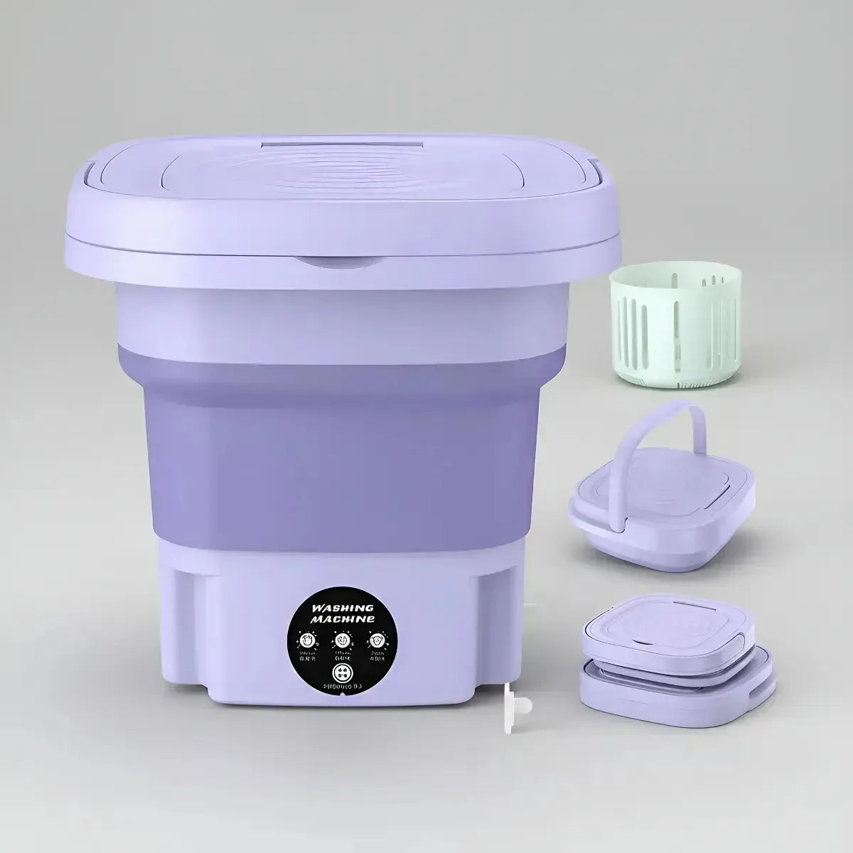 Mini Máquina Lavar Roupas Balde Lavadora Dobrável Portátil