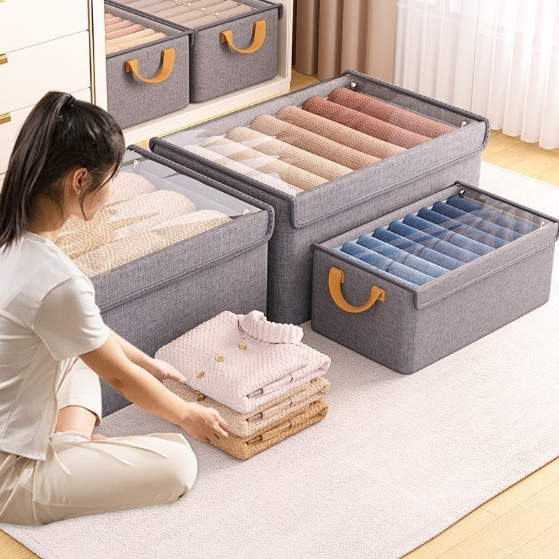 KIT 3 Caixas Organizadoras com Tampa Transparente – Oxford Reforçado 47×28×20cm