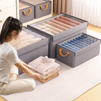 KIT 3 Caixas Organizadoras com Tampa Transparente – Oxford Reforçado 47×28×20cm