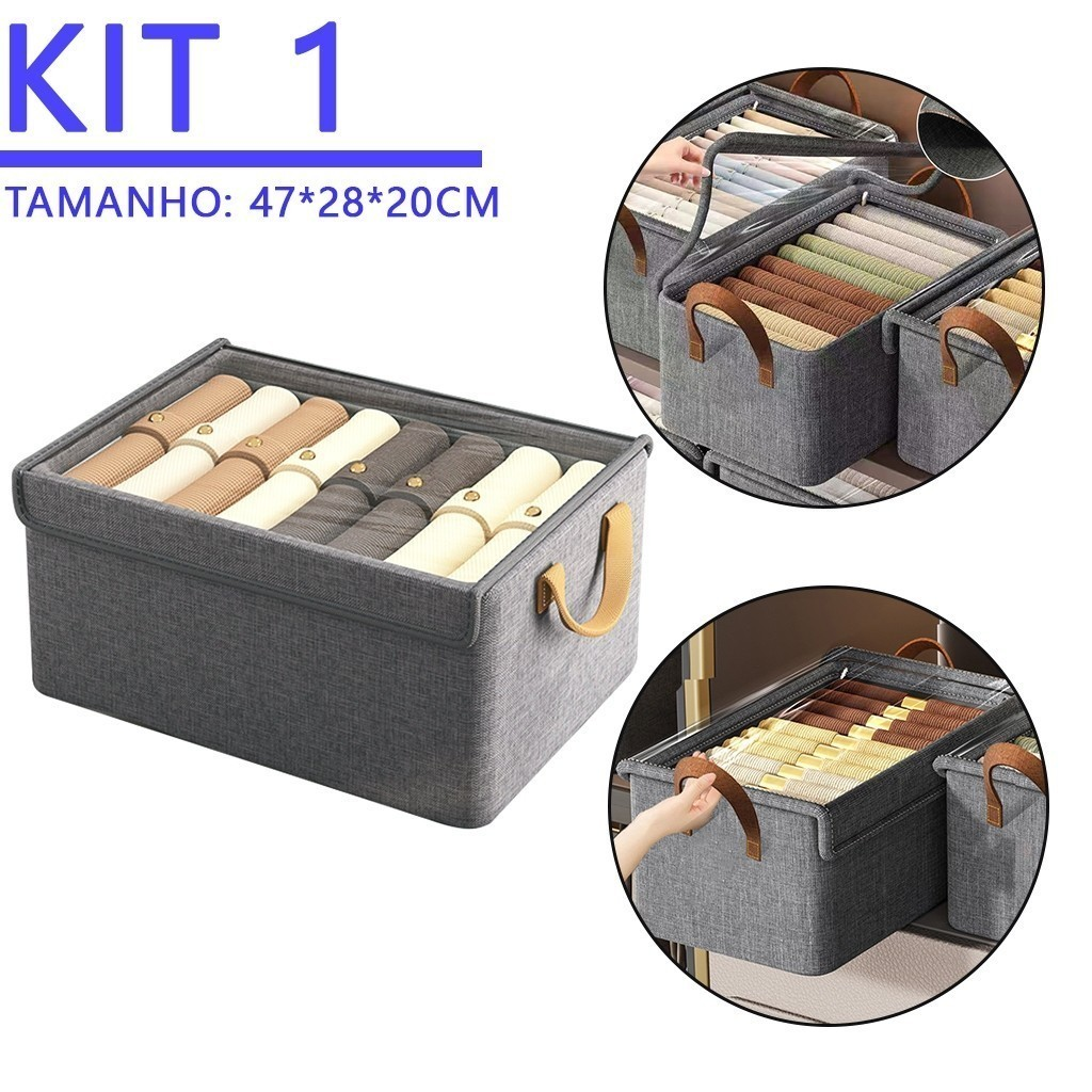 Kit com 3 caixas organizadoras