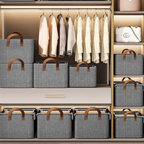 KIT 3 Caixas Organizadoras com Tampa Transparente – Oxford Reforçado 47×28×20cm