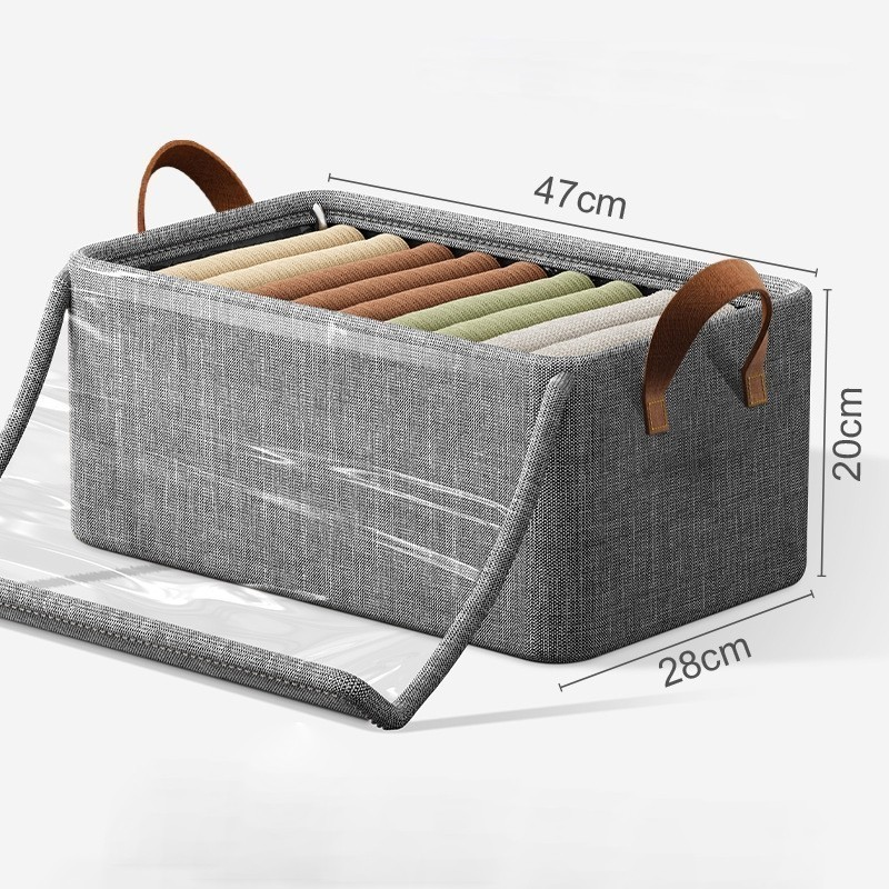 KIT 3 Caixas Organizadoras com Tampa Transparente – Oxford Reforçado 47×28×20cm